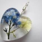 Dried Flower Resin Pendant,..