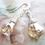 Swarovski Crystal Earrings, Wire Wrapped Swarovski Earrings, Crystal Briolettes, Baroque Earrings, Golden Crystal