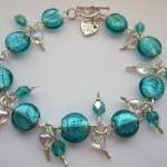 Teal Blue Glass Bracelet, T..