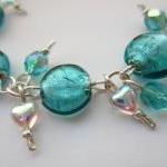 Teal Blue Glass Bracelet, T..