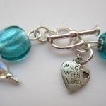Teal Blue Glass Bracelet, T..