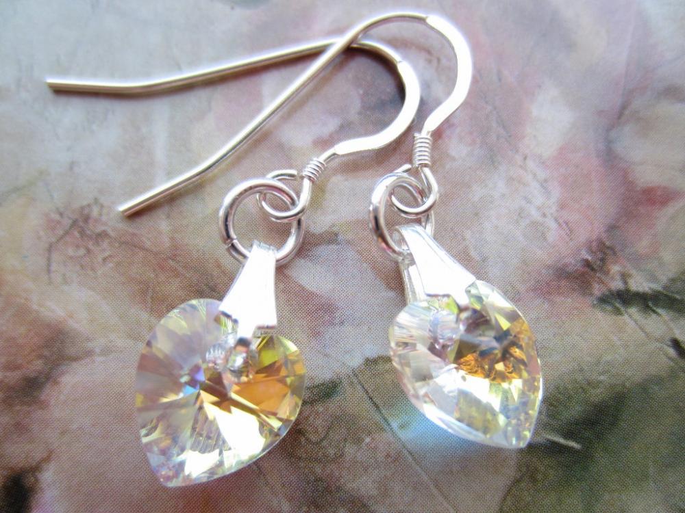 Crystal Earrings, Heart Earrings, Swarovski Crystal Earrings, Drop Earrings, Bridal Jewellery, Wedding Earrings, Crystal AB