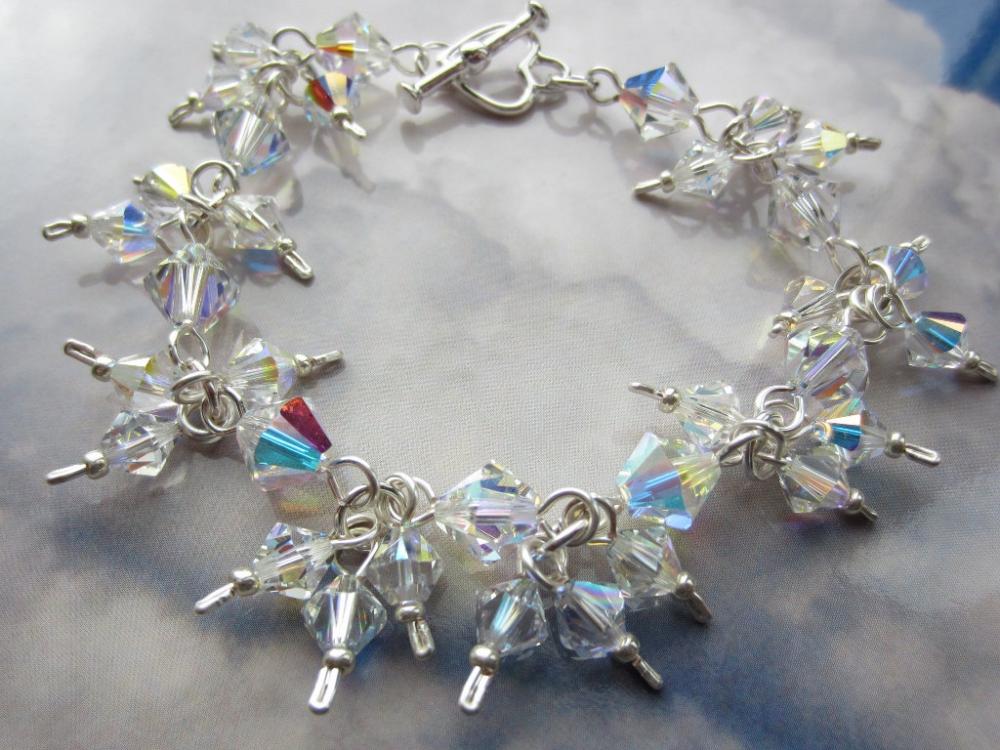 Swarovski Crystal Bracelet, Wedding Bracelet, Bridal Bracelet, Cluster Bracelet, Wire Looped Bracelet