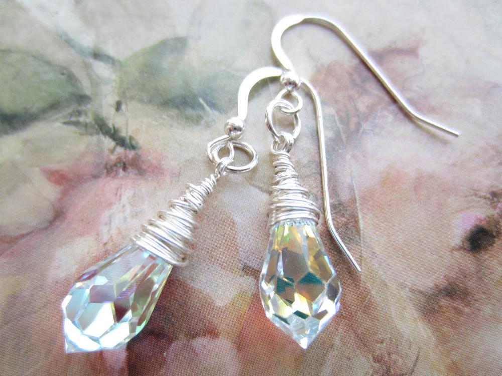 Crystal Earrings, Swarovski, Bridal Jewellery, Wedding Earrings, Crystal Drop Earrings, Wire Wrapped